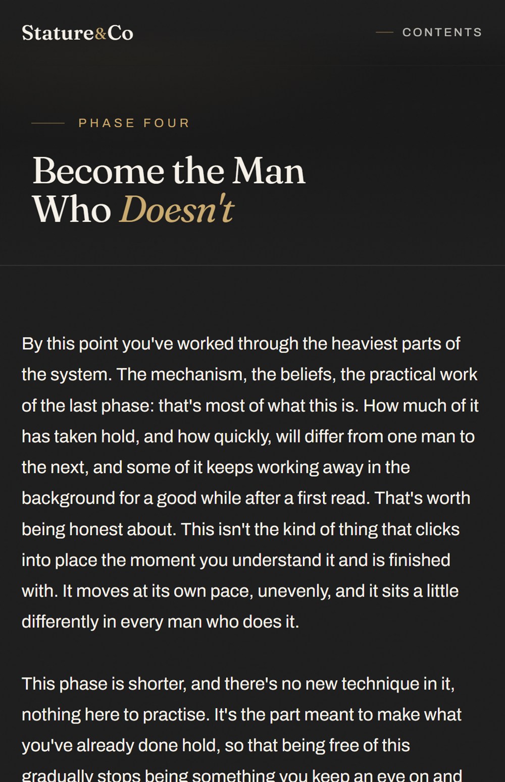 Phase Four, Become the Man Who Doesn&rsquo;t: the divider and the opening of the final phase.