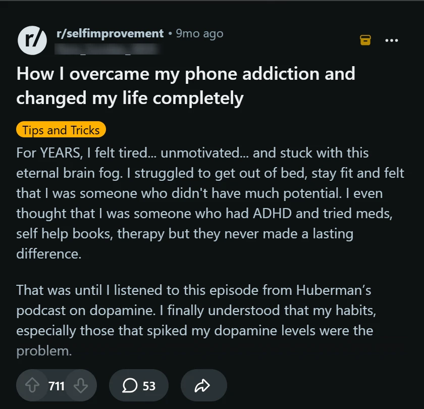Reddit post: How I overcame my phone addiction and changed my life completely